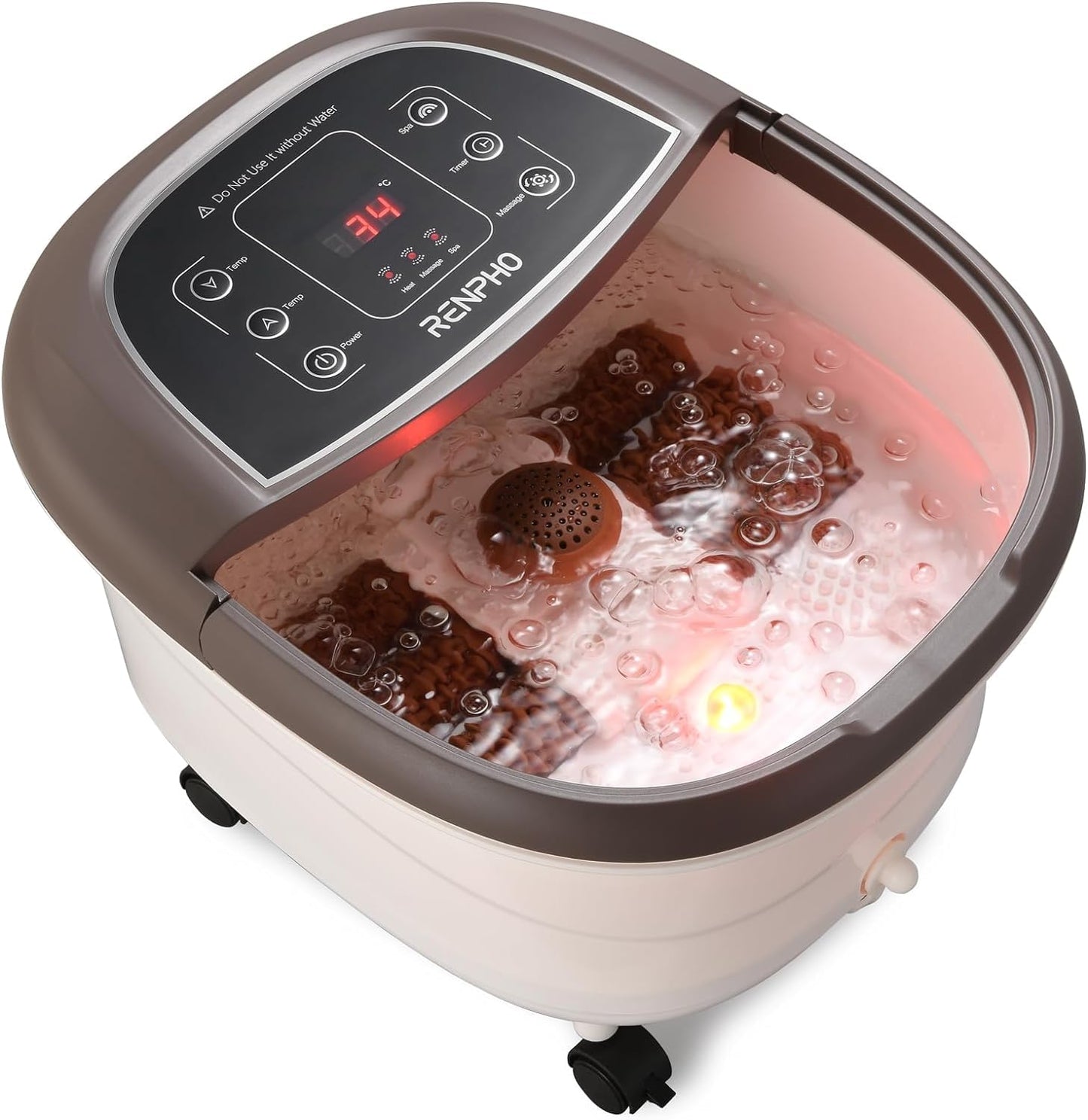 Masajeador de Baño para Pies RENPHO con Calentamiento Rápido, Masaje Automático y Potentes Chorros de Burbujas, Rodillos de Masaje Shiatsu, Pedicura Spa para Pies Cansados, Regalo dia de la madre
