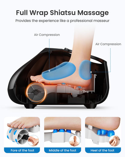 RENPHO Masajeador de pies con sistema de calor y control remoto, masajeador de pies shiatsu con varios niveles de calor y masaje por amasamiento y presión, alivio la músculos fatigados