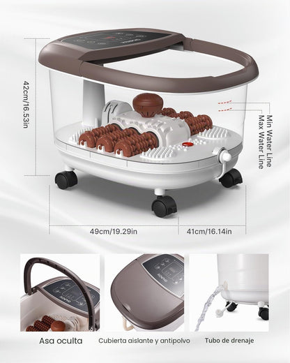 Masajeador de Baño para Pies RENPHO con Calentamiento Rápido, Masaje Automático y Potentes Chorros de Burbujas, Rodillos de Masaje Shiatsu, Pedicura Spa para Pies Cansados, Regalo dia de la madre