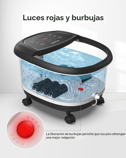 Masajeador de Baño para Pies RENPHO con Calentamiento Rápido, Masaje Automático y Potentes Chorros de Burbujas, Rodillos de Masaje Shiatsu, Pedicura Spa para Pies Cansados, Regalo dia de la madre