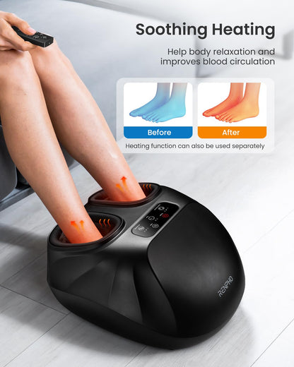 RENPHO Masajeador de pies con sistema de calor y control remoto, masajeador de pies shiatsu con varios niveles de calor y masaje por amasamiento y presión, alivio la músculos fatigados