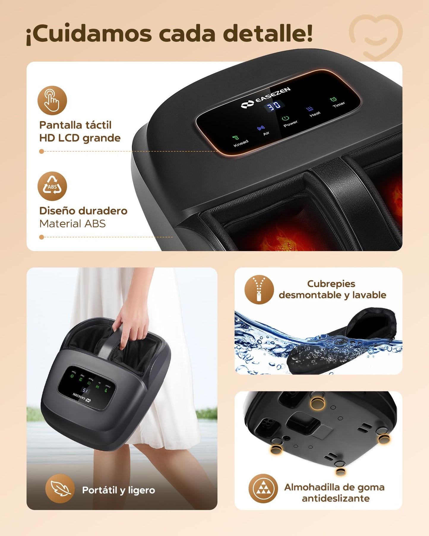 EaseZen Masajeador de Pies Shiatsu con Calor, Masajeador de Pies para Relajación con Mando a Distancia y Pantalla LCD, Regalo Perfecto para Ellos/Ellas/Madres/Padres, Adecuado hasta la Talla 48
