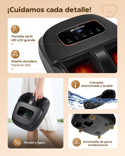 EaseZen Masajeador de Pies Shiatsu con Calor, Masajeador de Pies para Relajación con Mando a Distancia y Pantalla LCD, Regalo Perfecto para Ellos/Ellas/Madres/Padres, Adecuado hasta la Talla 48