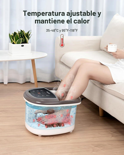 Masajeador de Baño para Pies RENPHO con Calentamiento Rápido, Masaje Automático y Potentes Chorros de Burbujas, Rodillos de Masaje Shiatsu, Pedicura Spa para Pies Cansados, Regalo dia de la madre