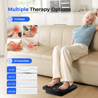 EMS TENS Masajeador de Pies para Neuropatía, Recargable Masajeador Pies con 10 Modos & 20 Intensidades para Fascitis Plantar, Hinchazón y Mejora la Circulación, Regalos para mujeres y hombres