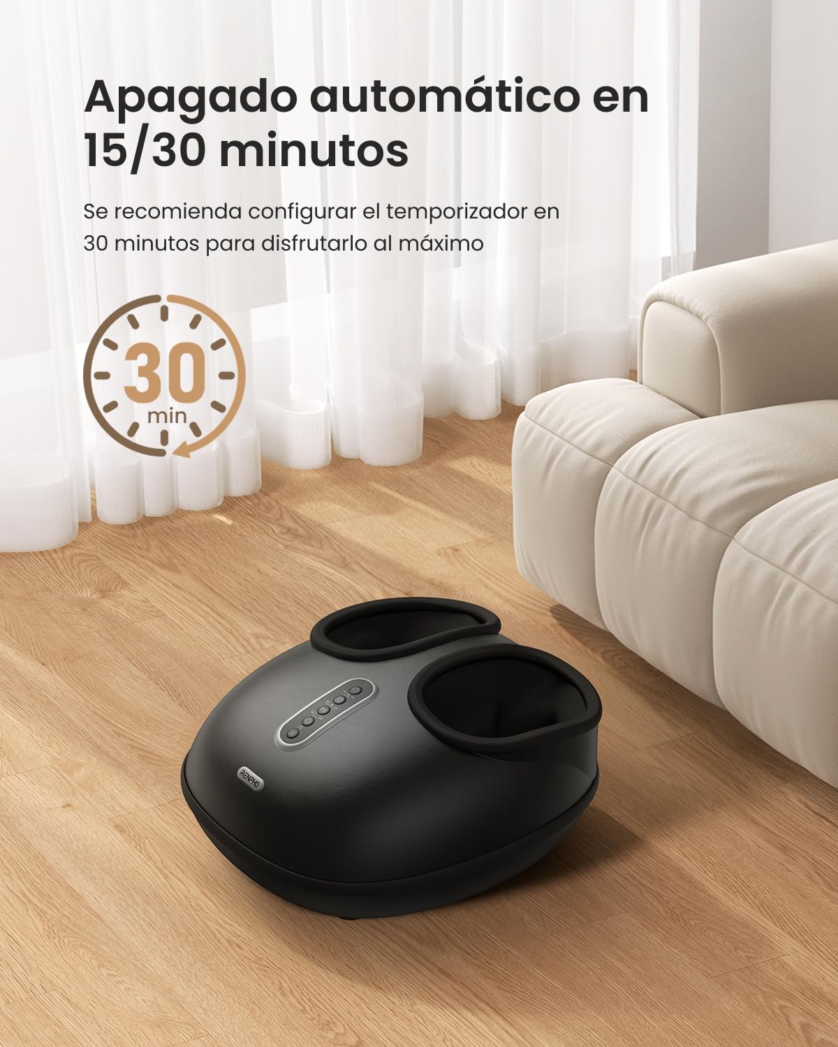 RENPHO Masajeador de Pies con Calor, Material Suave y Flexible, Masaje Shiatsu para Dedos y Arcos, 3 Niveles de Presión de Aire y 3 Niveles de Amasado, Ideal Como Regalo Para Hombres y Mujeres