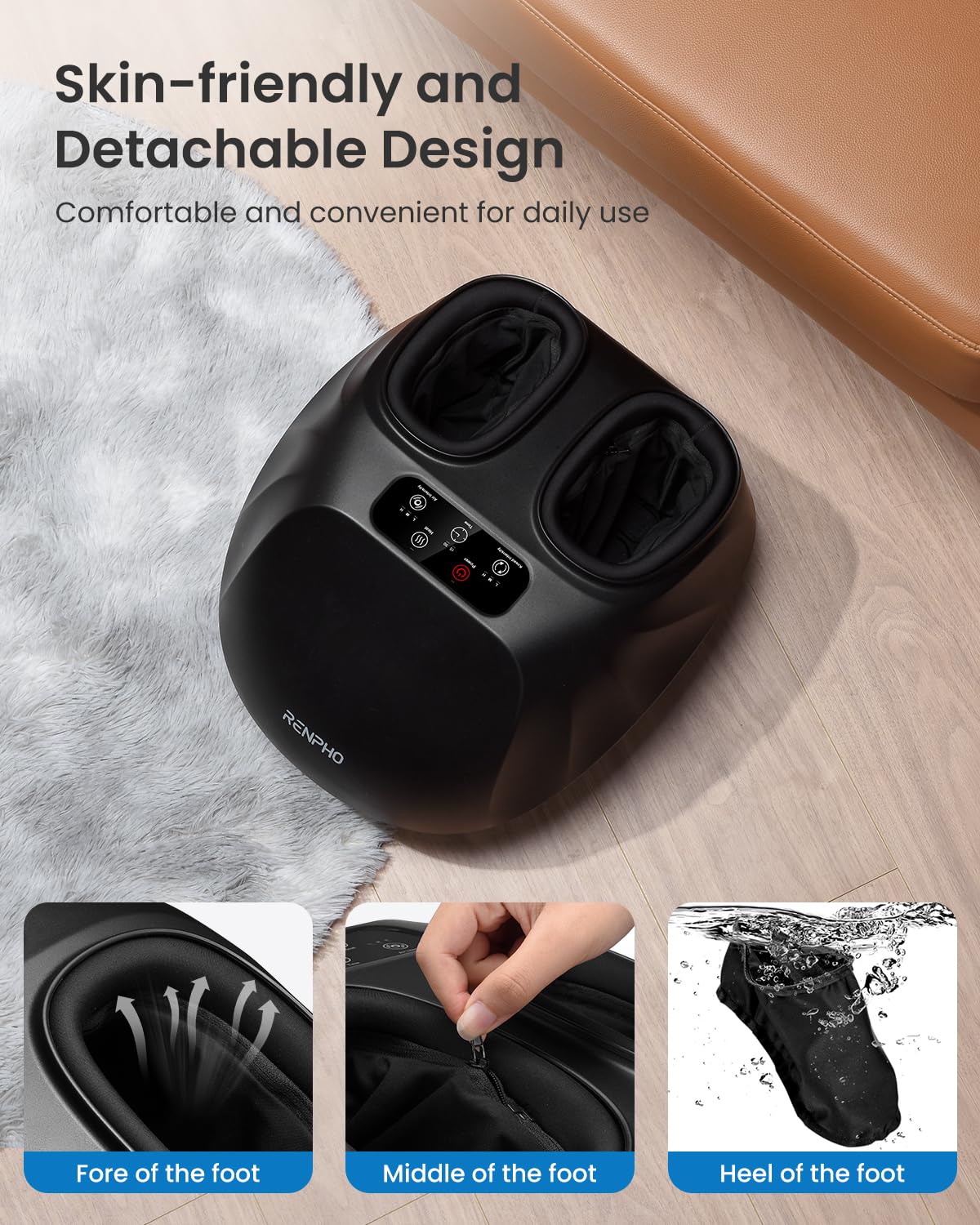 RENPHO Masajeador de pies con sistema de calor y control remoto, masajeador de pies shiatsu con varios niveles de calor y masaje por amasamiento y presión, alivio la músculos fatigados