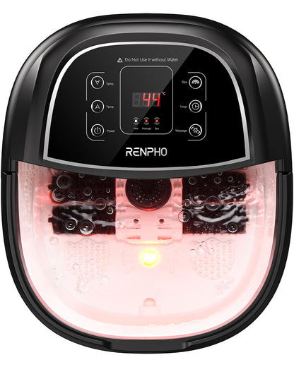 Masajeador de Baño para Pies RENPHO con Calentamiento Rápido, Masaje Automático y Potentes Chorros de Burbujas, Rodillos de Masaje Shiatsu, Pedicura Spa para Pies Cansados, Regalo dia de la madre