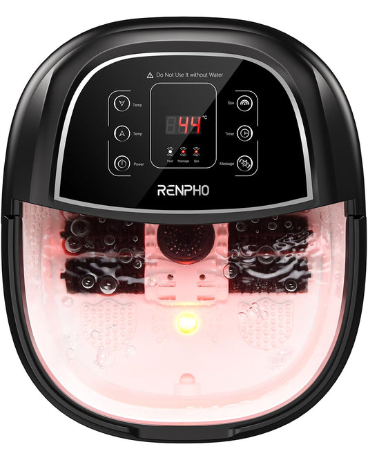 Masajeador de Baño para Pies RENPHO con Calentamiento Rápido, Masaje Automático y Potentes Chorros de Burbujas, Rodillos de Masaje Shiatsu, Pedicura Spa para Pies Cansados, Regalo dia de la madre