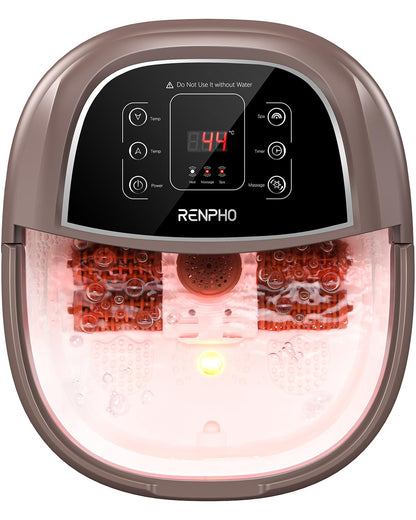 Masajeador de Baño para Pies RENPHO con Calentamiento Rápido, Masaje Automático y Potentes Chorros de Burbujas, Rodillos de Masaje Shiatsu, Pedicura Spa para Pies Cansados, Regalo dia de la madre
