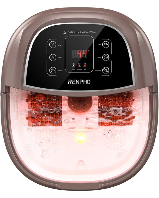 Masajeador de Baño para Pies RENPHO con Calentamiento Rápido, Masaje Automático y Potentes Chorros de Burbujas, Rodillos de Masaje Shiatsu, Pedicura Spa para Pies Cansados, Regalo dia de la madre