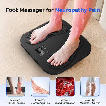 EMS TENS Masajeador de Pies para Neuropatía, Recargable Masajeador Pies con 10 Modos & 20 Intensidades para Fascitis Plantar, Hinchazón y Mejora la Circulación, Regalos para mujeres y hombres