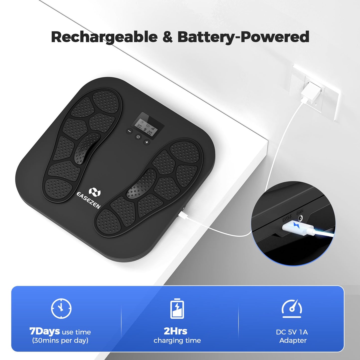 EMS TENS Masajeador de Pies para Neuropatía, Recargable Masajeador Pies con 10 Modos & 20 Intensidades para Fascitis Plantar, Hinchazón y Mejora la Circulación, Regalos para mujeres y hombres
