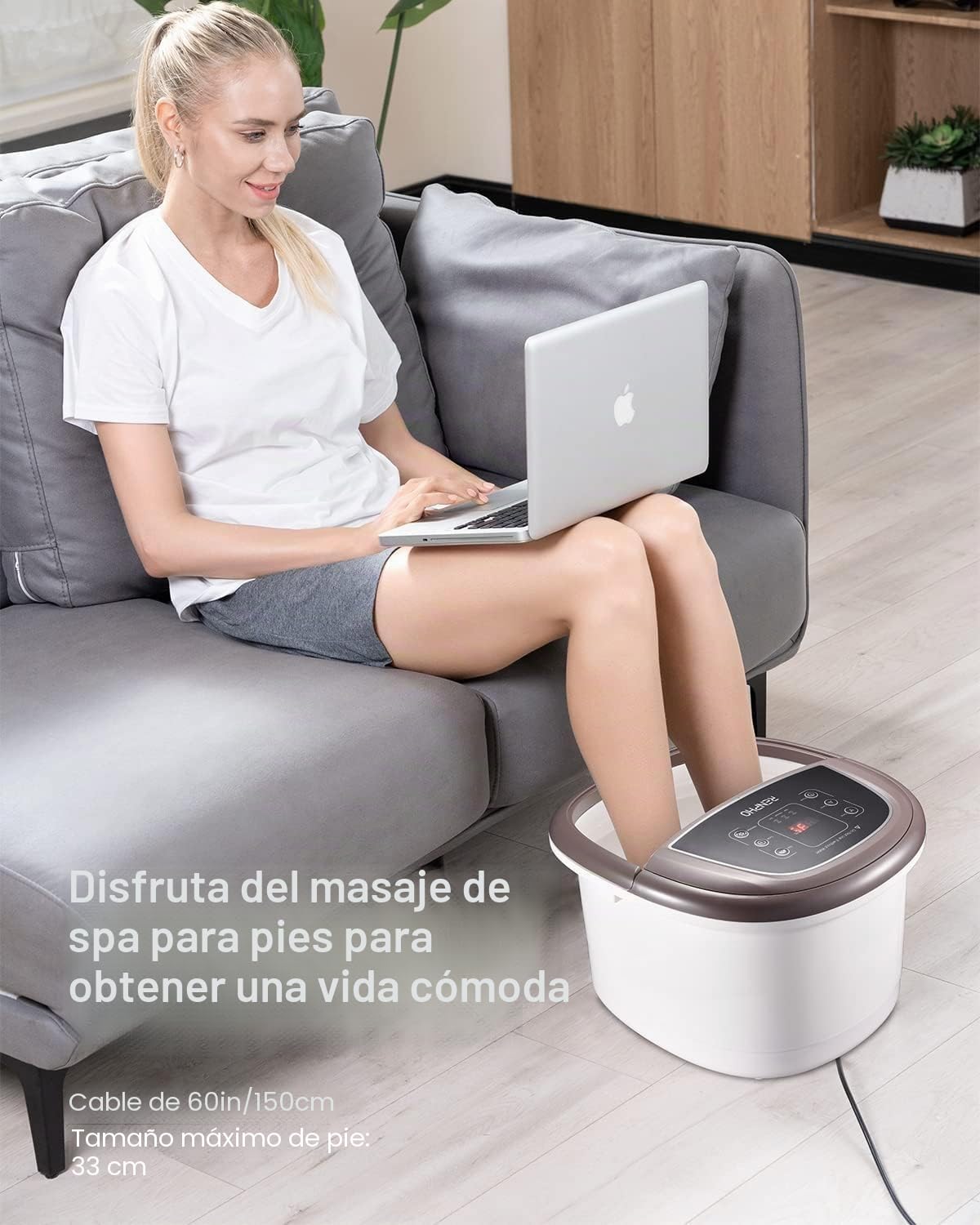 Masajeador de Baño para Pies RENPHO con Calentamiento Rápido, Masaje Automático y Potentes Chorros de Burbujas, Rodillos de Masaje Shiatsu, Pedicura Spa para Pies Cansados, Regalo dia de la madre