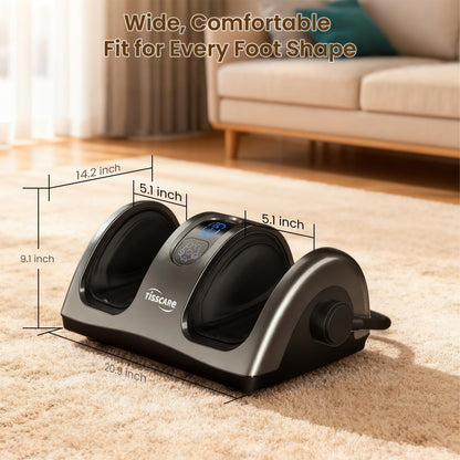 TISSCARE Masajeador de Pies Shiatsu con Calor, Masajeador Eléctrico para Piernas y Pantorrillas con Amasamiento, Rodillos, Presión, Asa Ajustable 360°, Alivio del Dolor, Regalo Hombres Mujeres