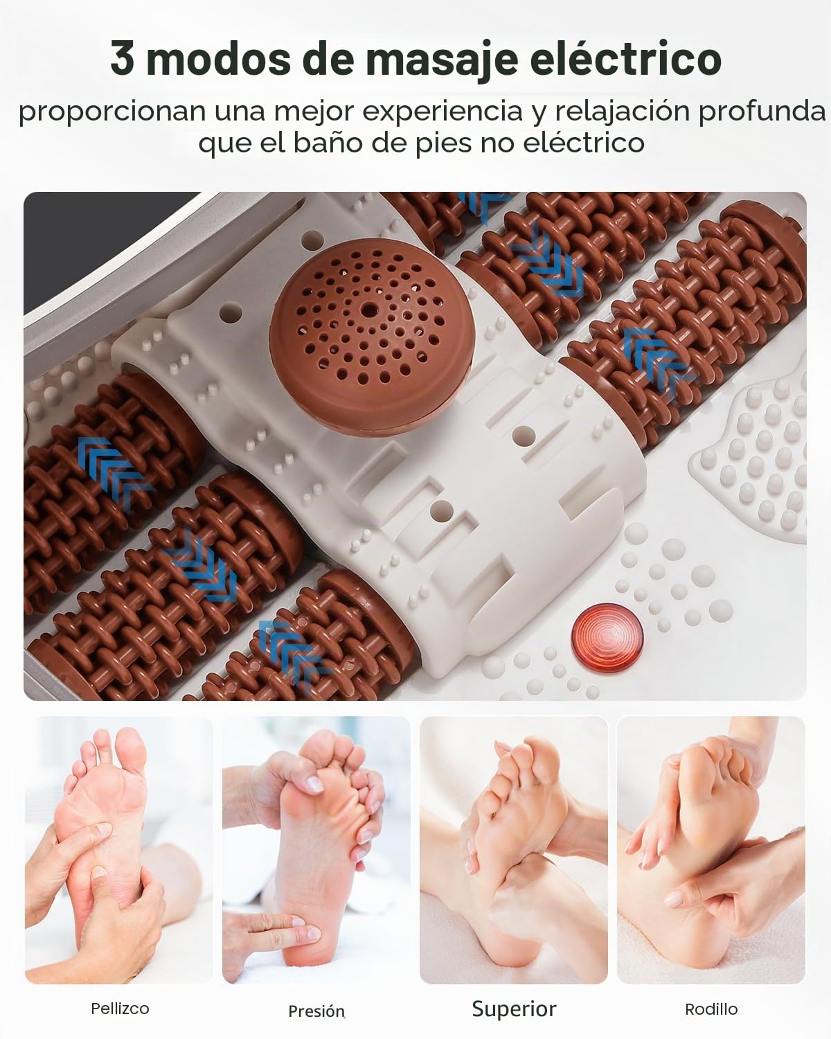 Masajeador de Baño para Pies RENPHO con Calentamiento Rápido, Masaje Automático y Potentes Chorros de Burbujas, Rodillos de Masaje Shiatsu, Pedicura Spa para Pies Cansados, Regalo dia de la madre