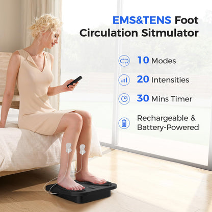 EMS TENS Masajeador de Pies para Neuropatía, Recargable Masajeador Pies con 10 Modos & 20 Intensidades para Fascitis Plantar, Hinchazón y Mejora la Circulación, Regalos para mujeres y hombres