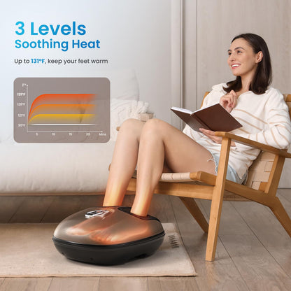 RENPHO Masajeador de pies con calor para fascitis plantar, Portátil Amasado Shiatsu, Compresión, Massager eléctrico de los pies de 3 intensidades, Marrón