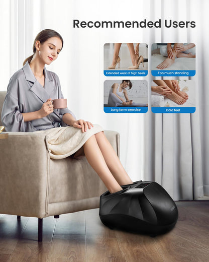 RENPHO Masajeador de pies con sistema de calor y control remoto, masajeador de pies shiatsu con varios niveles de calor y masaje por amasamiento y presión, alivio la músculos fatigados