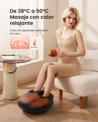 RENPHO Masajeador de Pies con Calor, Material Suave y Flexible, Masaje Shiatsu para Dedos y Arcos, 3 Niveles de Presión de Aire y 3 Niveles de Amasado, Ideal Como Regalo Para Hombres y Mujeres