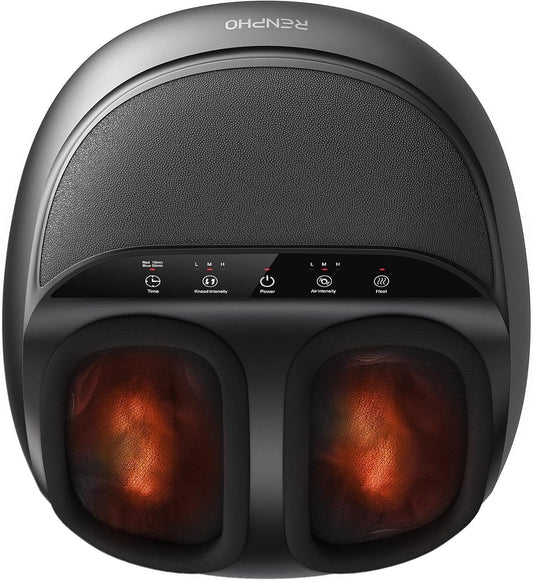 RENPHO Masajeador de Pies, Masajeador de Pies Eléctrico Shiatsu Mejorado 2026 con Función de Calor, Amasado, Rodamiento y Compresión de Aire, Regalo Para Mujeres y Hombres, Hasta Talla 46, Negro