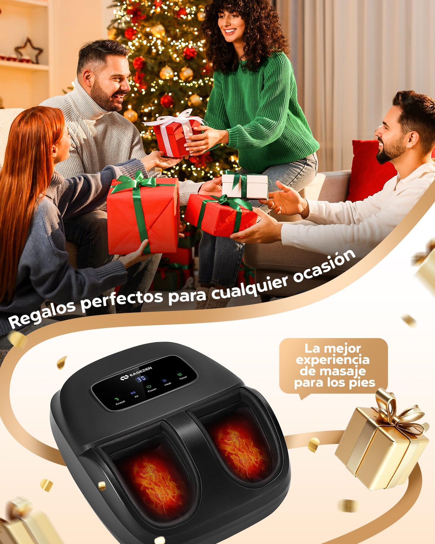 EaseZen Masajeador de Pies Shiatsu con Calor, Masajeador de Pies para Relajación con Mando a Distancia y Pantalla LCD, Regalo Perfecto para Ellos/Ellas/Madres/Padres, Adecuado hasta la Talla 48